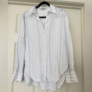 Aritzia Babaton Blue-and-White Striped Button-Down Blouse
